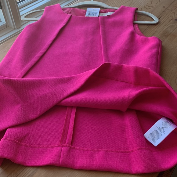 NWT 🌸 Michael Kors Hot Neon Barbicore Barbie 💕 Pink Peplum Flare Hem Top Sz 2 - Picture 12 of 16